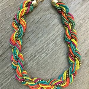 Colorful braided bead necklace